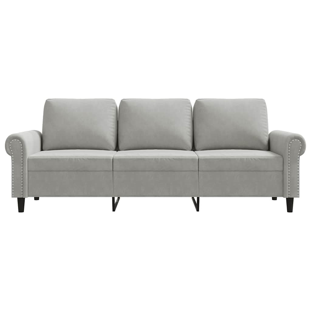 Light Gray Velvet 3-Seater Sofa P9604