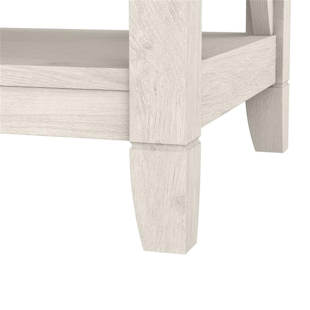 Linen White Oak Console Table with Drawers and Shelves O477353