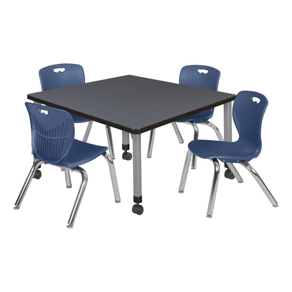36" Square Mobile Table with 4 Stack Chairs X6778