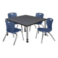 36" Square Mobile Table with 4 Stack Chairs X6778