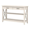 Linen White Oak Console Table with Drawers and Shelves O477353