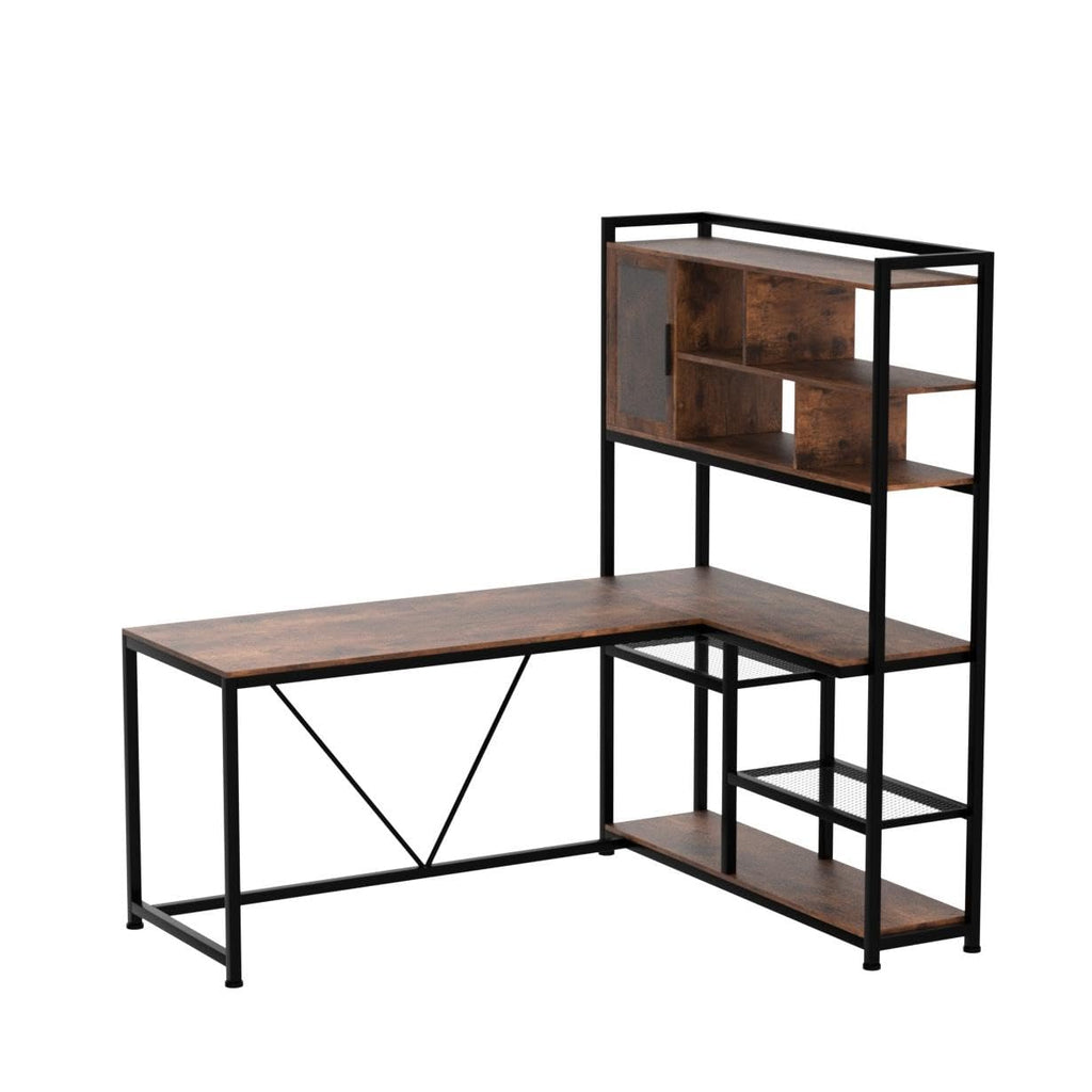 L Shaped Computer Desk with Storage Shelves Z2552
