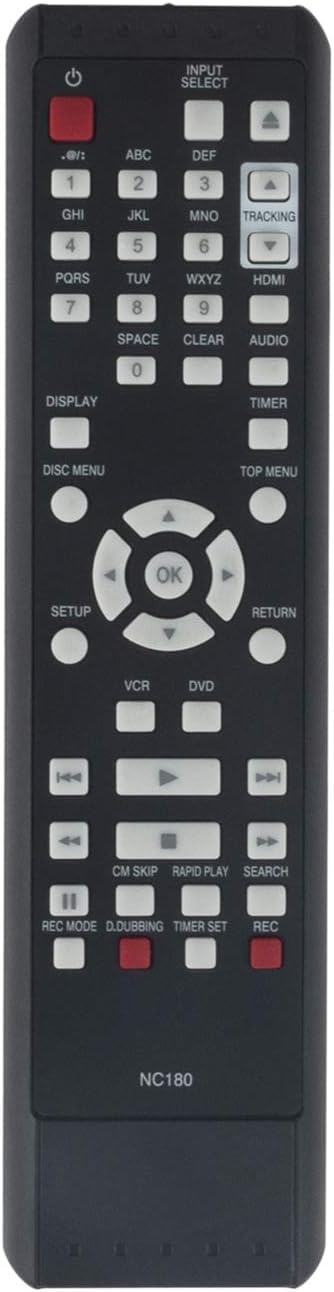 Replacement Remote Control for VCR/DVD Player Combo Recorder A26772