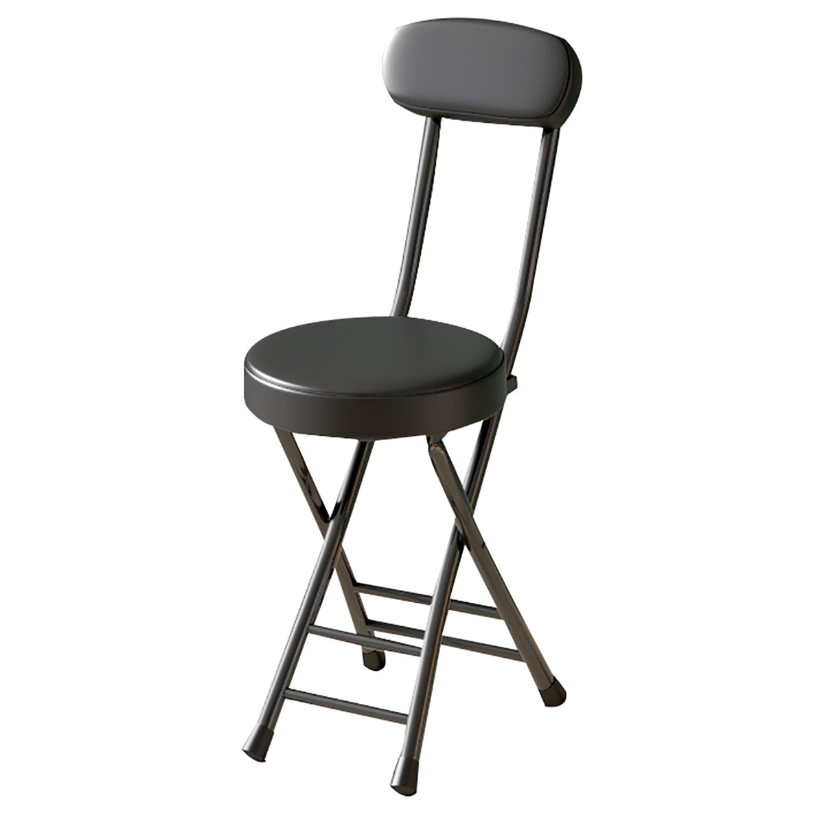18 Inch Black Folding Stool with Backrest N844