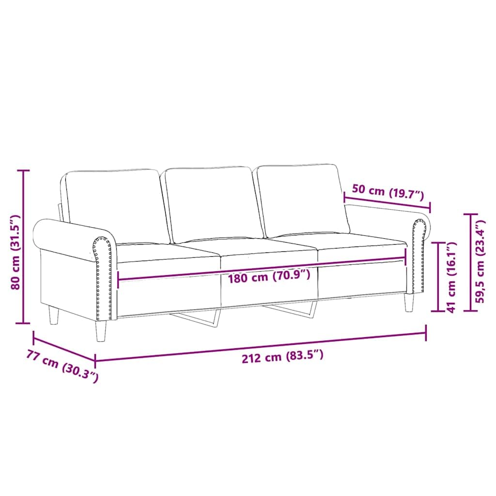 Light Gray Velvet 3-Seater Sofa P9604