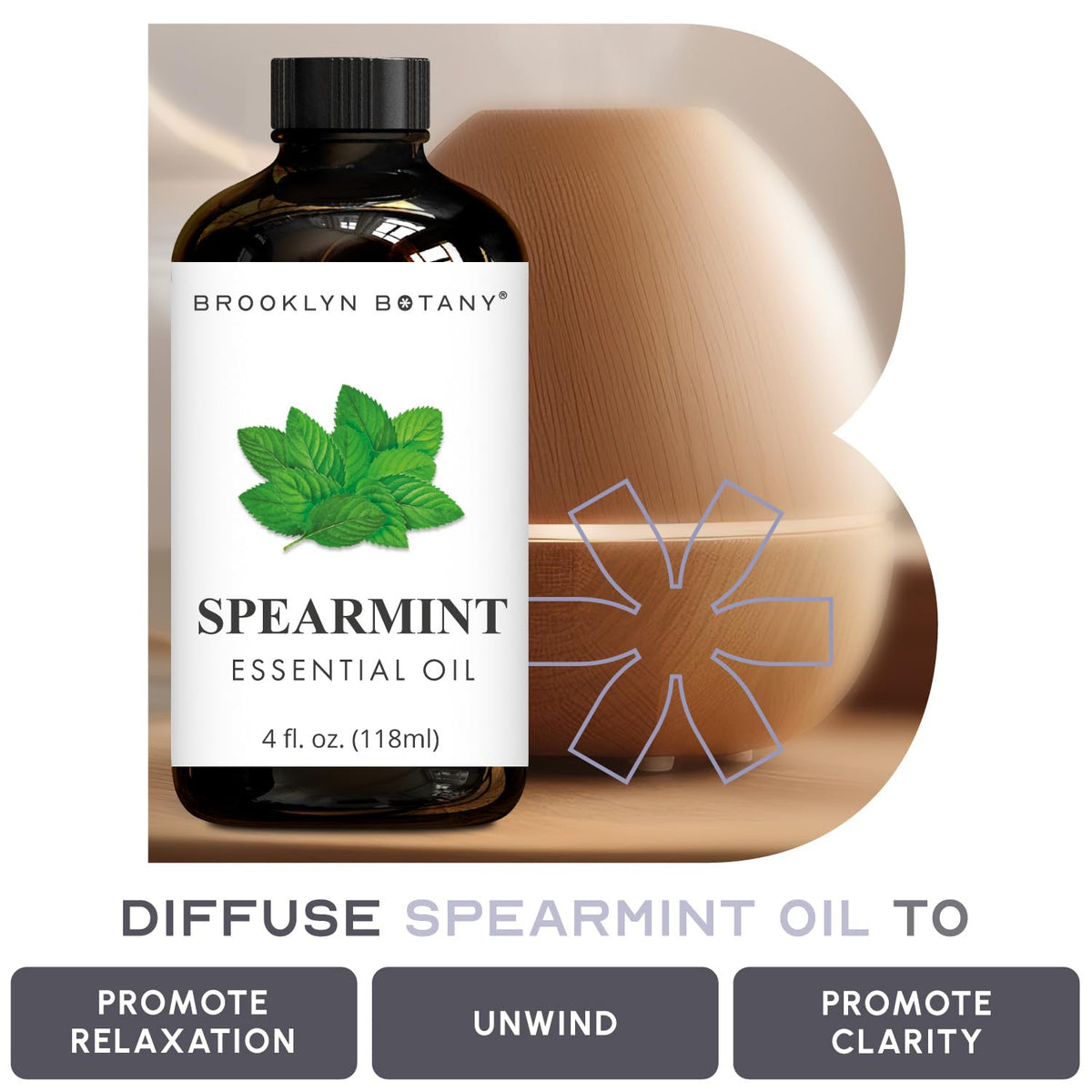 Spearmint & Lavender Essential Oils 4 Fl Oz Pack of 2 T19419