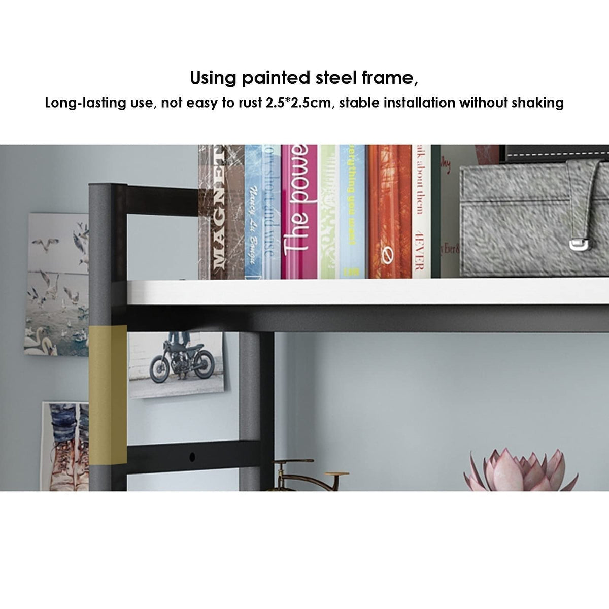 White Adjustable Metal Desktop Bookshelf S4103