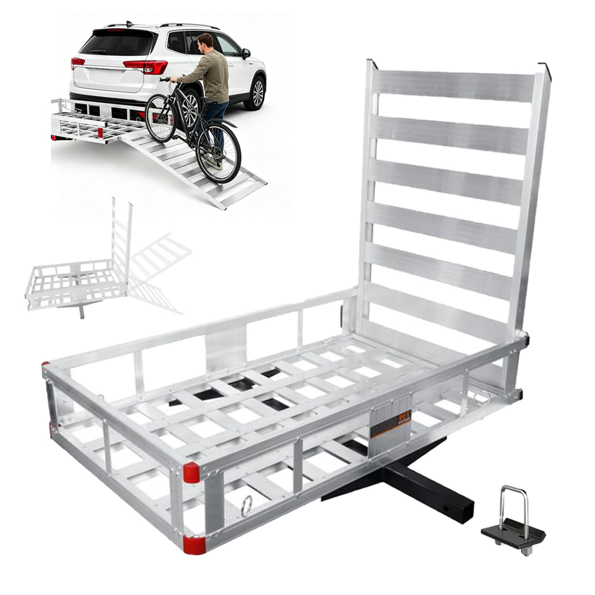 Aluminum Hitch Cargo Carrier with Ramp N14258