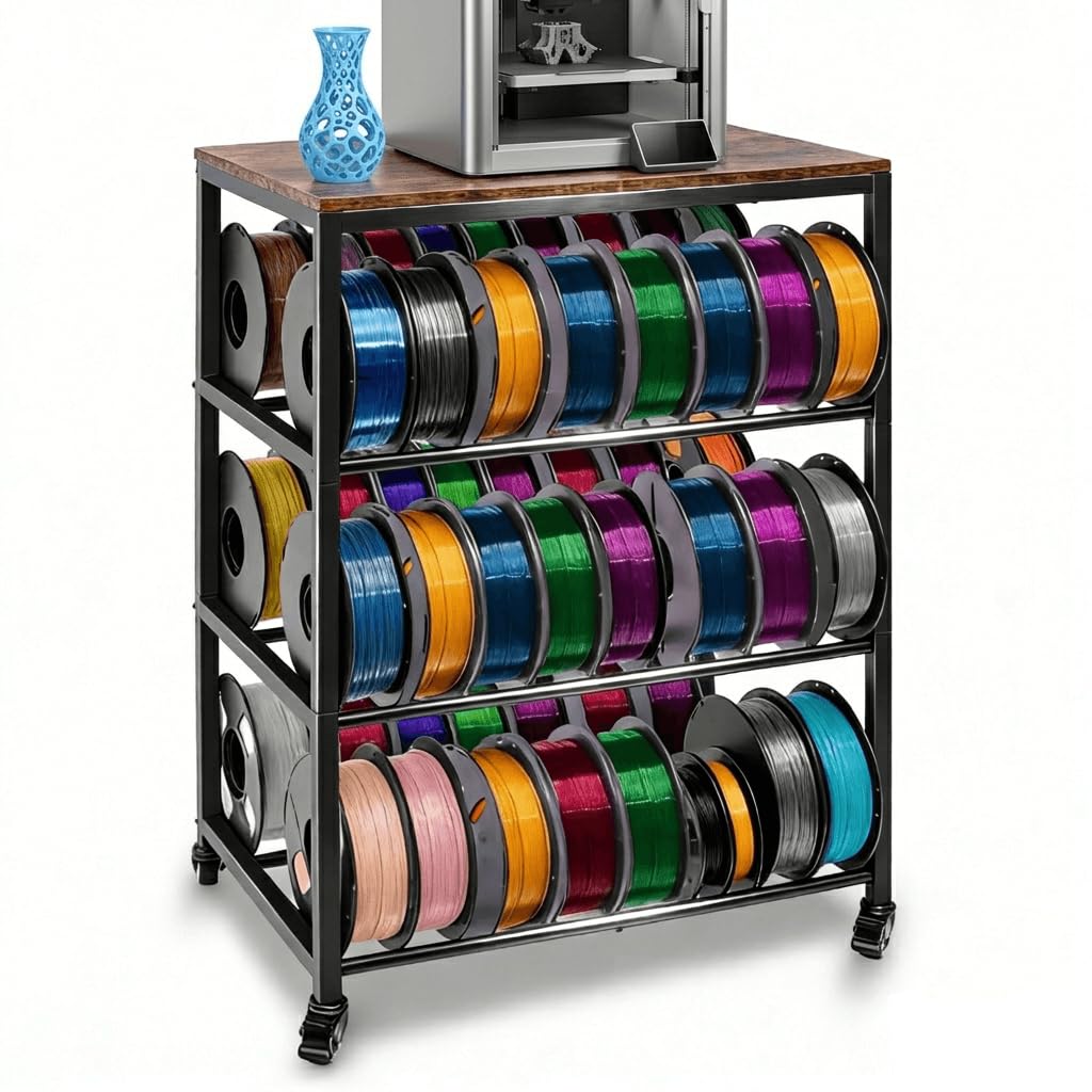4-Tier 3D Printer Stand with Filament Storage and Wheels L661