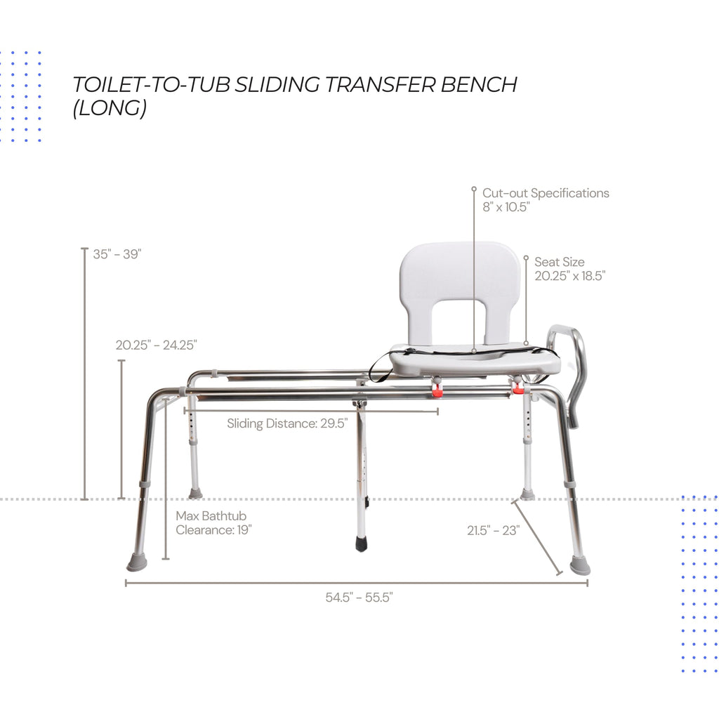 Toilet-to-Tub Transfer Bench with Cut Out Seat W86056