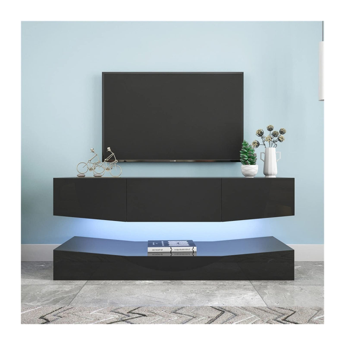 Black Floating TV Stand with 3 Drawers C512083