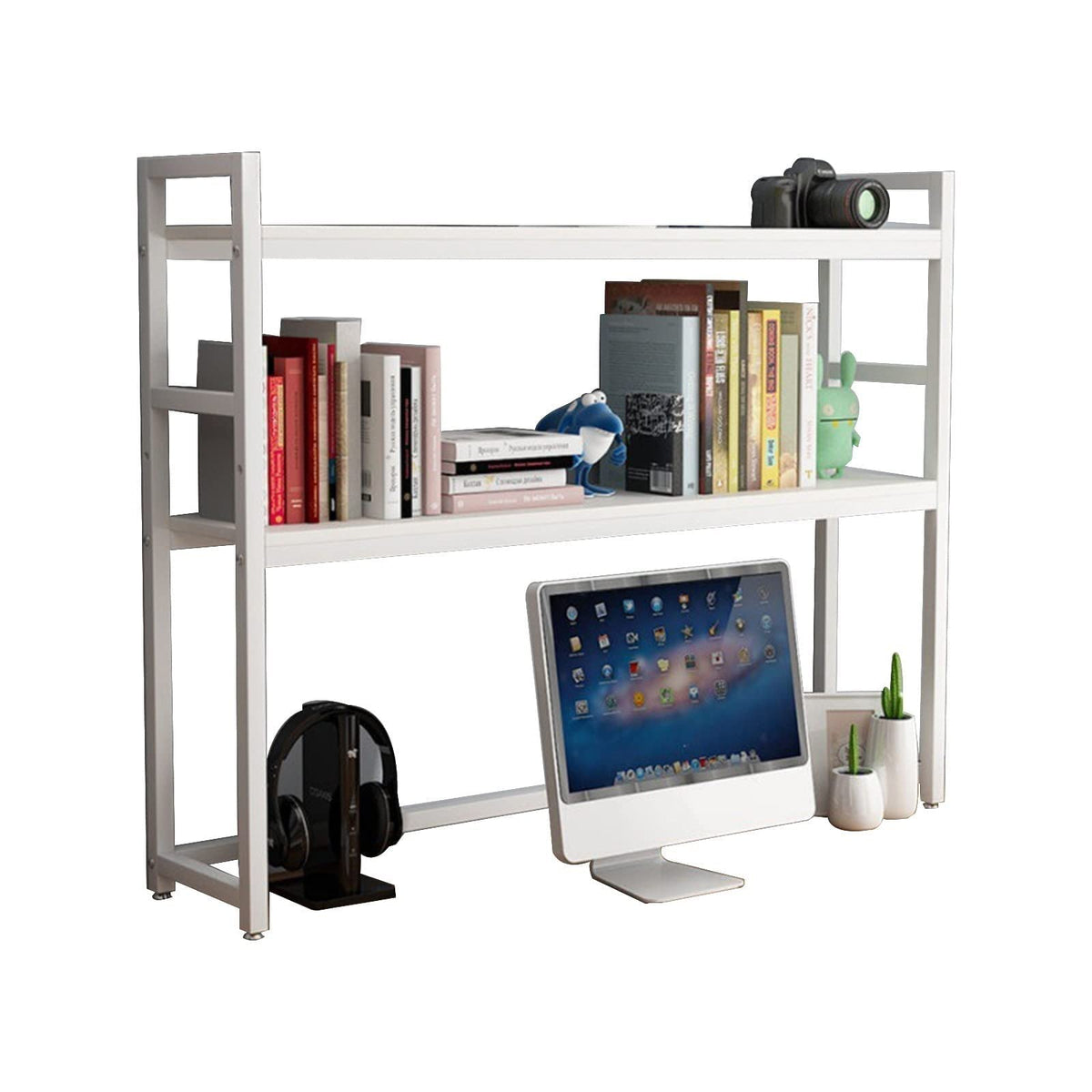 White Adjustable Metal Desktop Bookshelf S4103