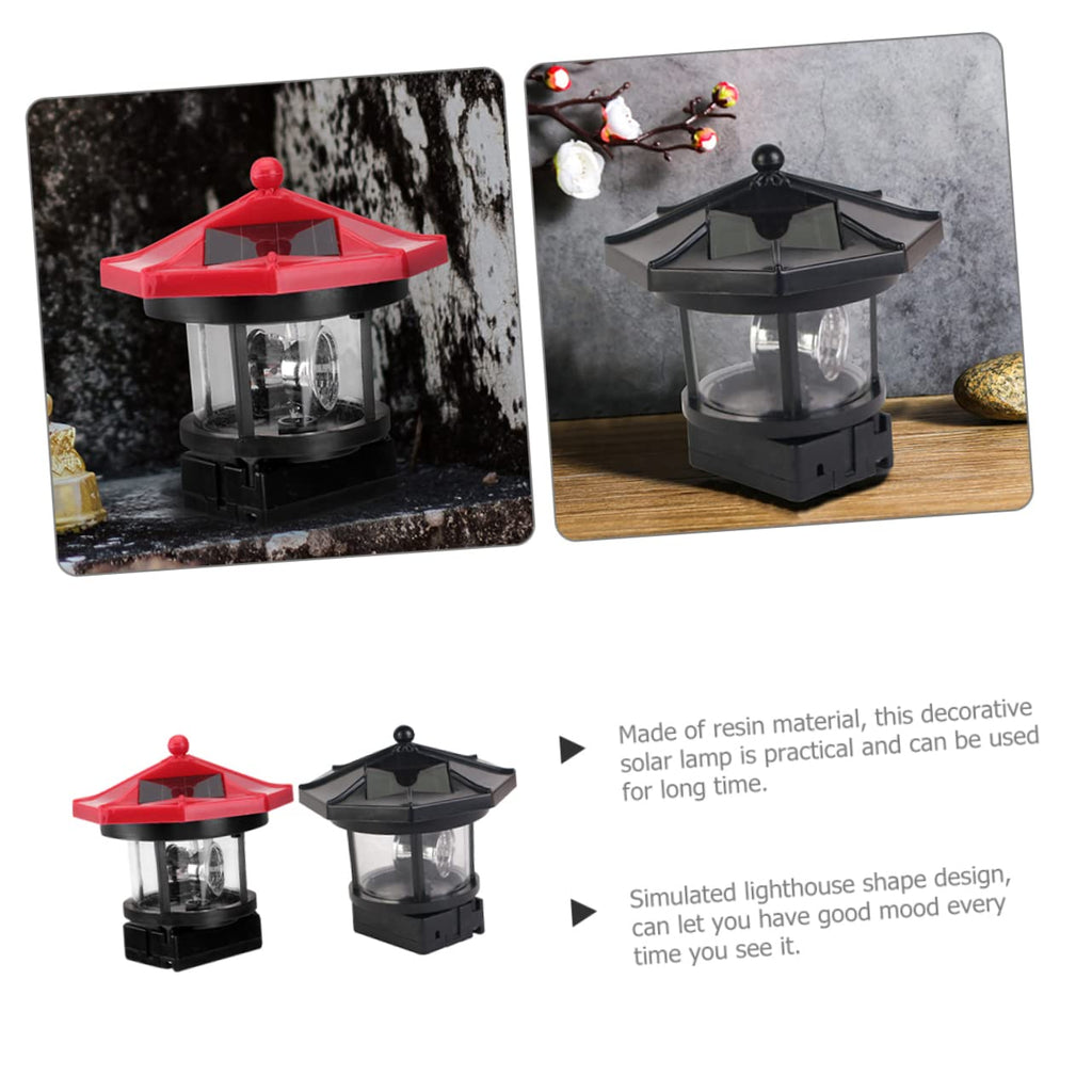 Solar Lighthouse Rotating Lamp Resin Garden Decorative Lights B745