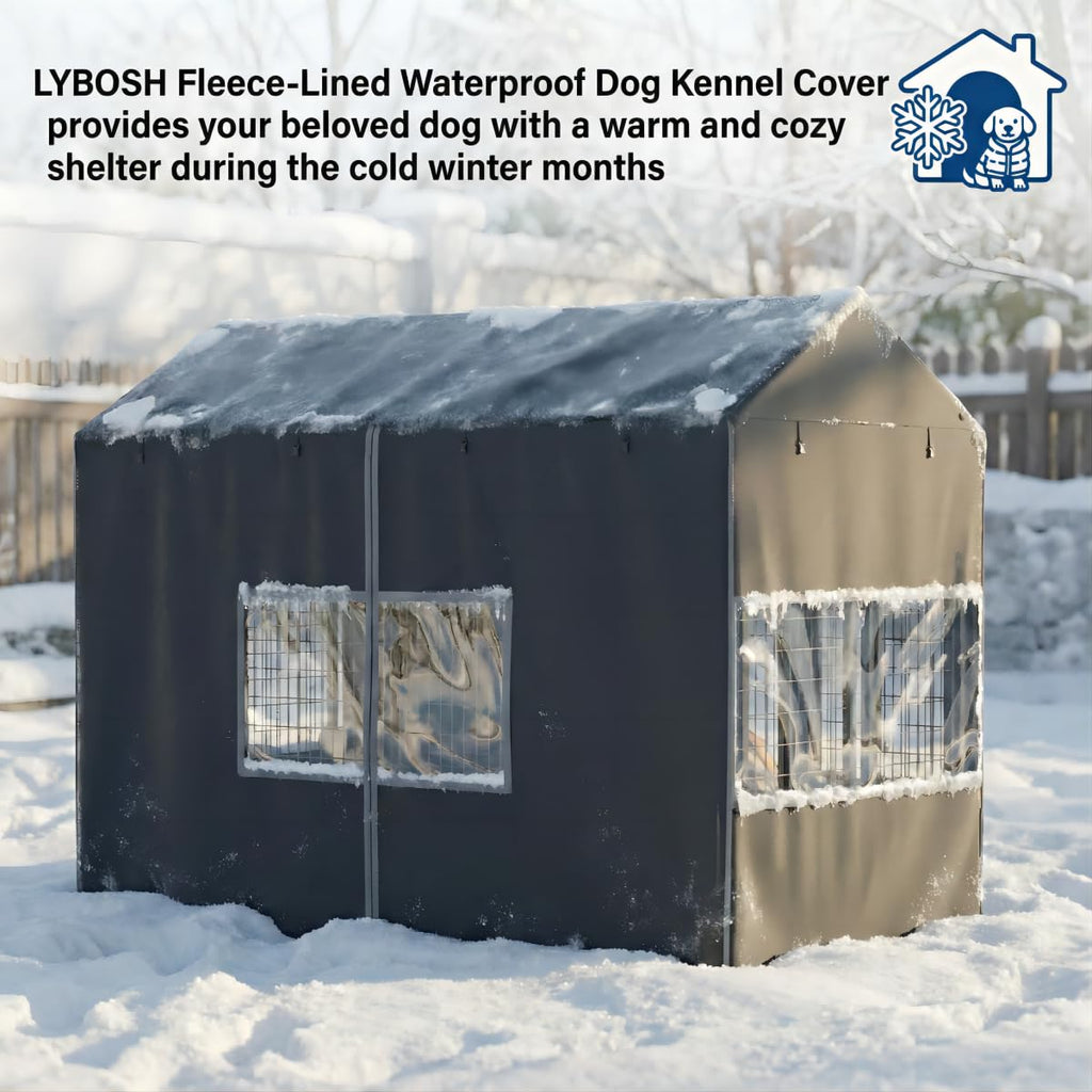 Black Dog Kennel Cover with Transparent Windows A454