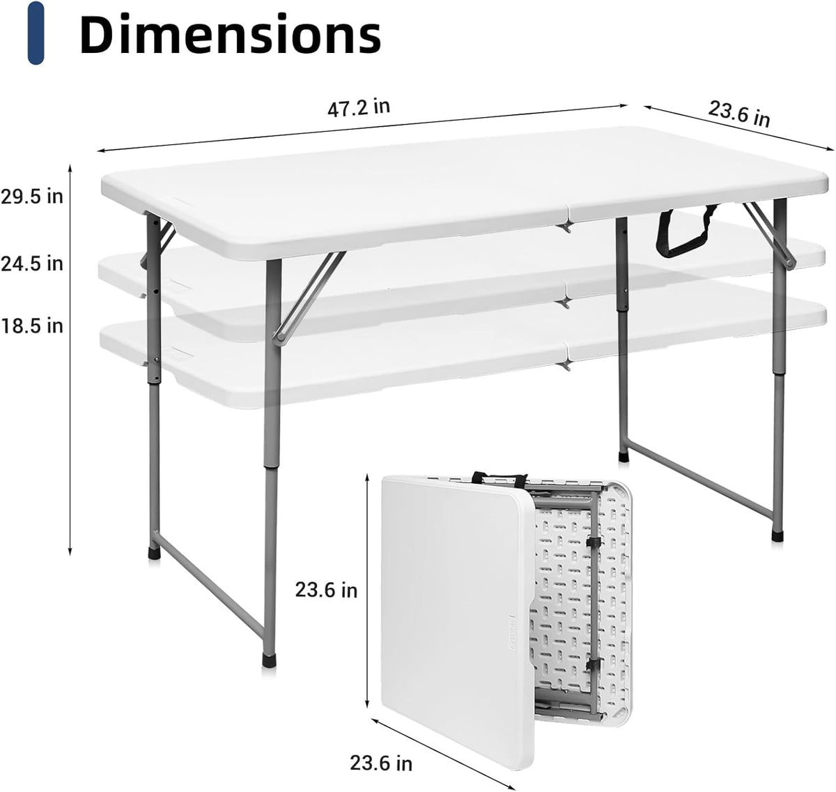 4 Foot Portable Heavy Duty Plastic Folding Table B920139