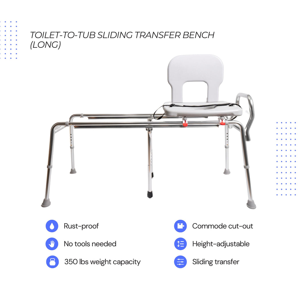 Toilet-to-Tub Transfer Bench with Cut Out Seat W86056