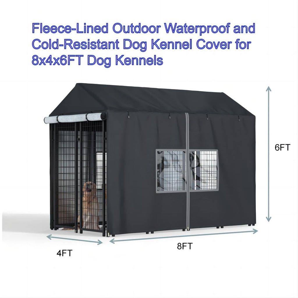 Black Dog Kennel Cover with Transparent Windows A454