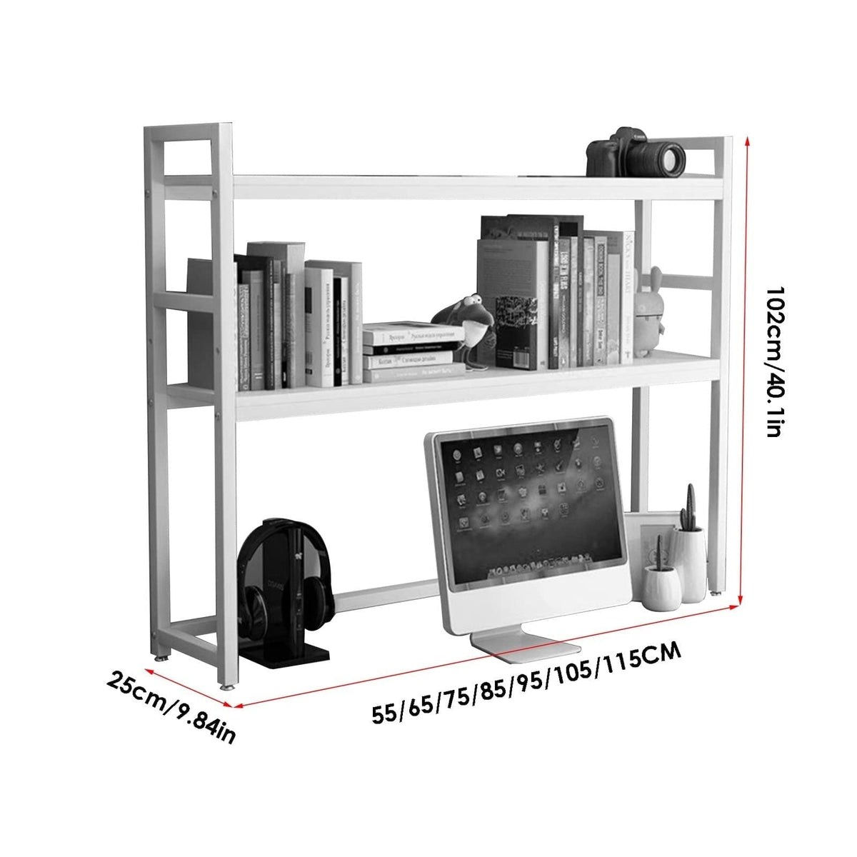 White Adjustable Metal Desktop Bookshelf S4103