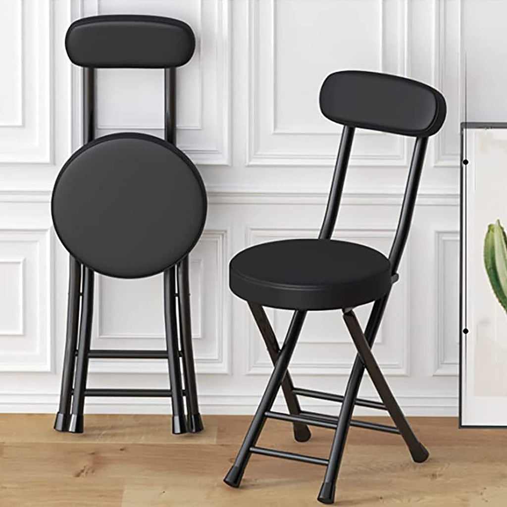18 Inch Black Folding Stool with Backrest N844