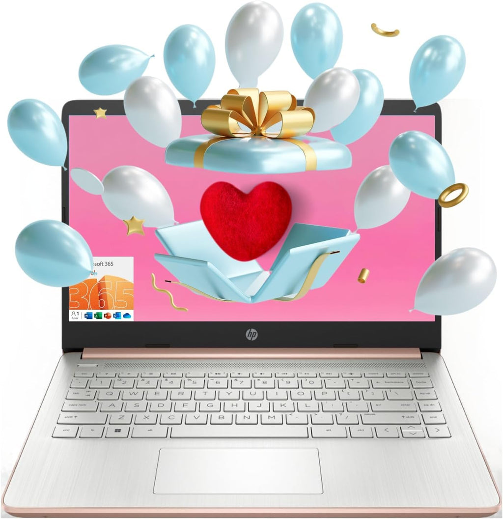 14" Laptop, Intel Celeron N4120, 8GB RAM, 64GB eMMC, Windows 11 Home, Rose Gold Z383