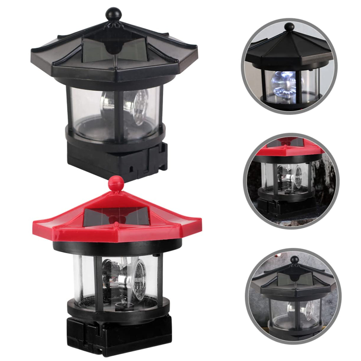 Solar Lighthouse Rotating Lamp Resin Garden Decorative Lights B745