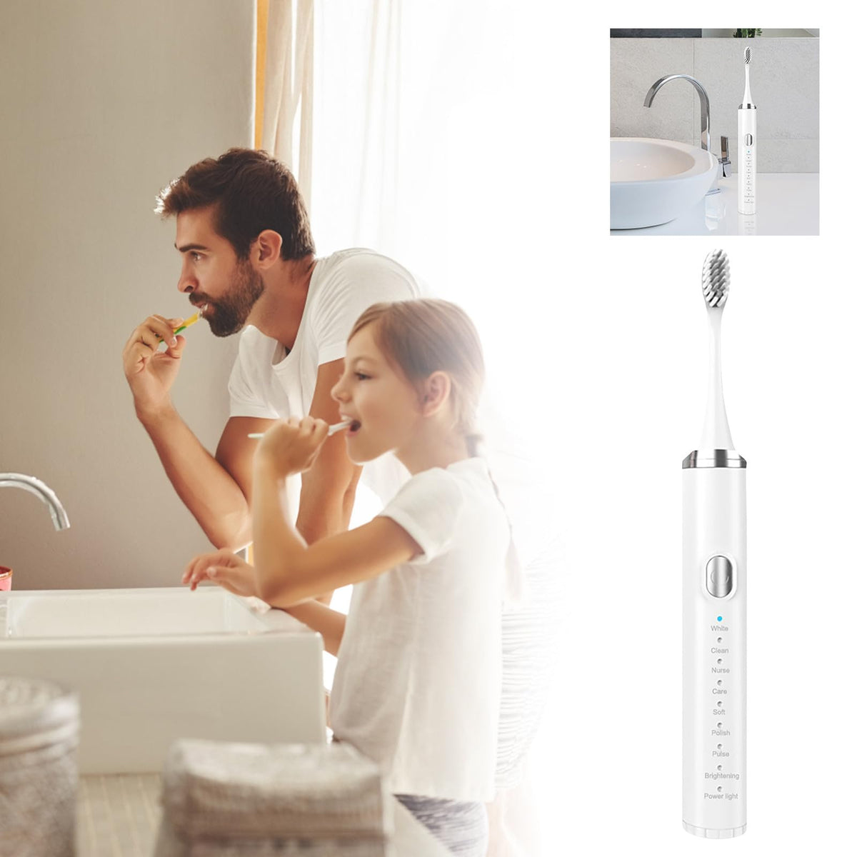 Rechargeable Electric Toothbrush with 4 Replacement Heads W1271