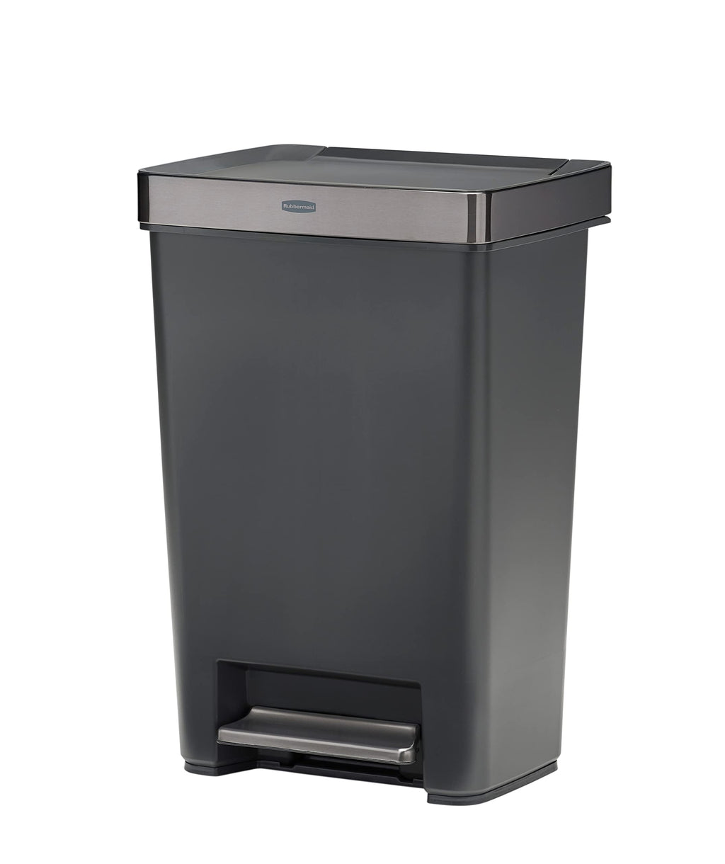 12.4 Gallon Charcoal Step-On Trash Can with Stainless Steel Rim Y60343