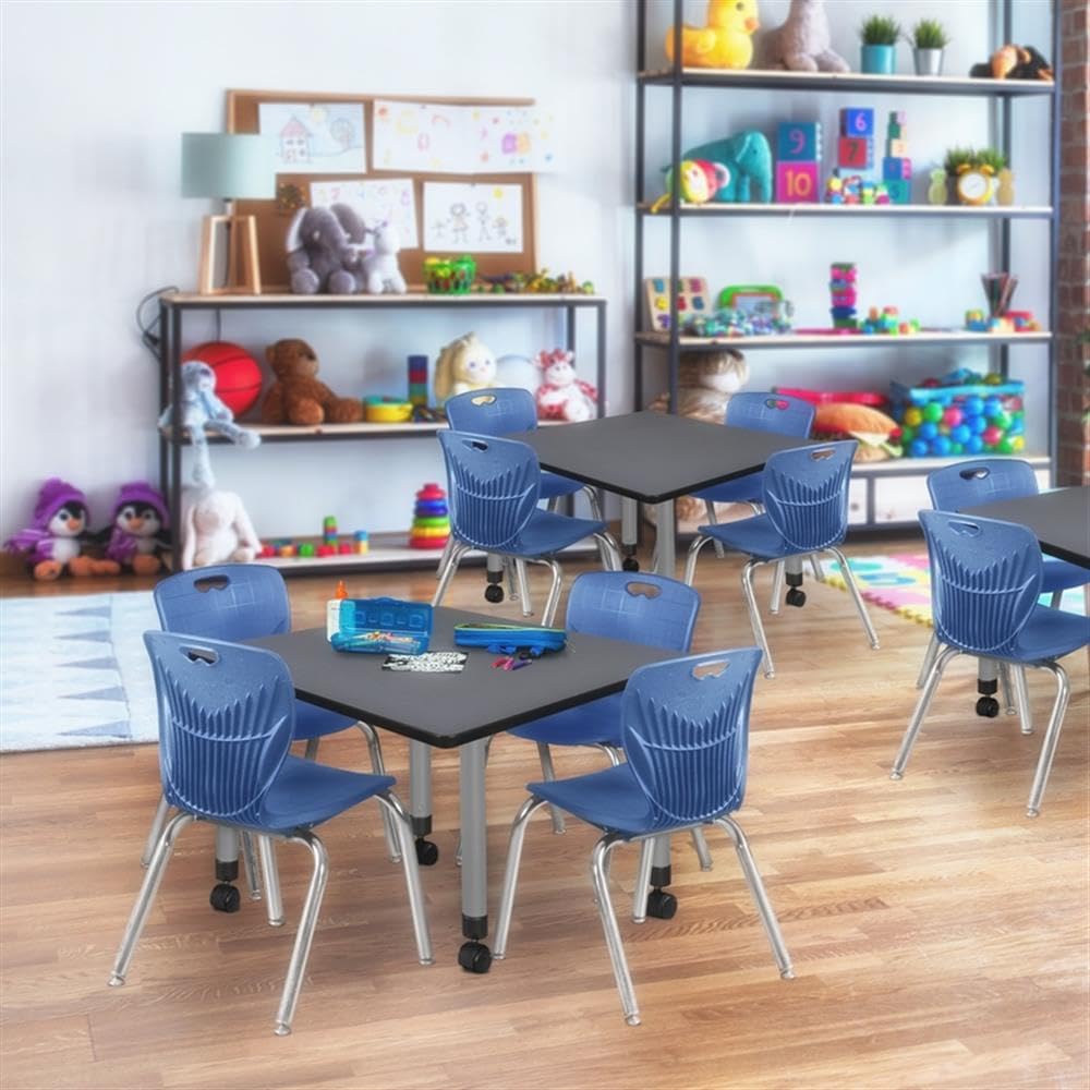 36" Square Mobile Table with 4 Stack Chairs X6778