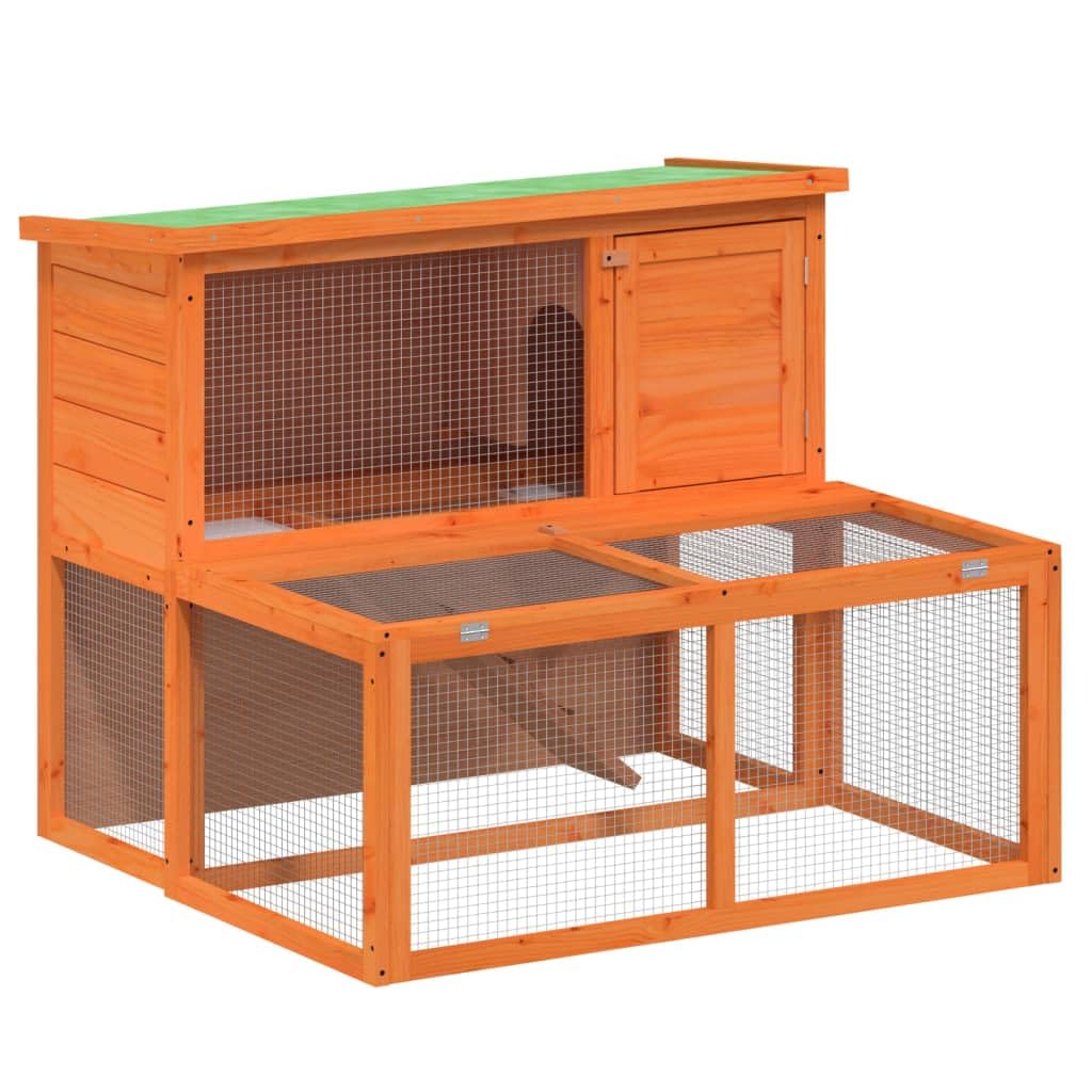 2-Tier Solid Pine Wood Rabbit Hutch E985