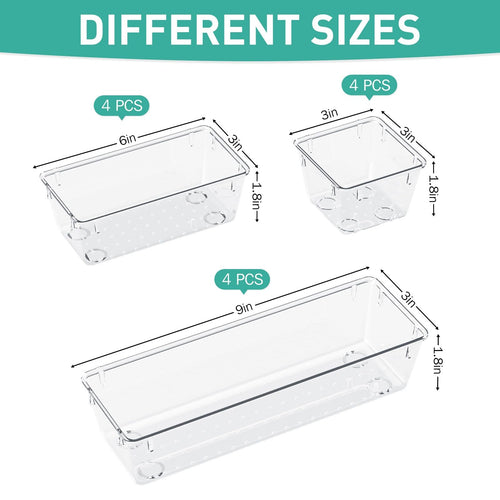 12 Pack Clear Drawer Organizer Set L4327