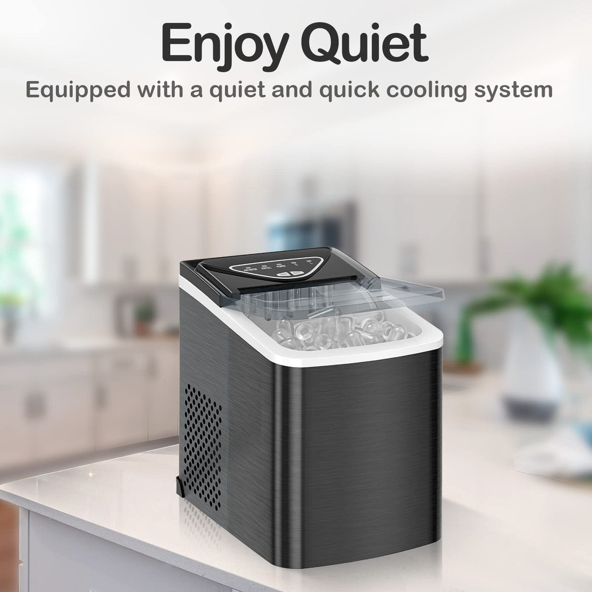 Black Countertop Ice Maker with Scoop and Basket G838