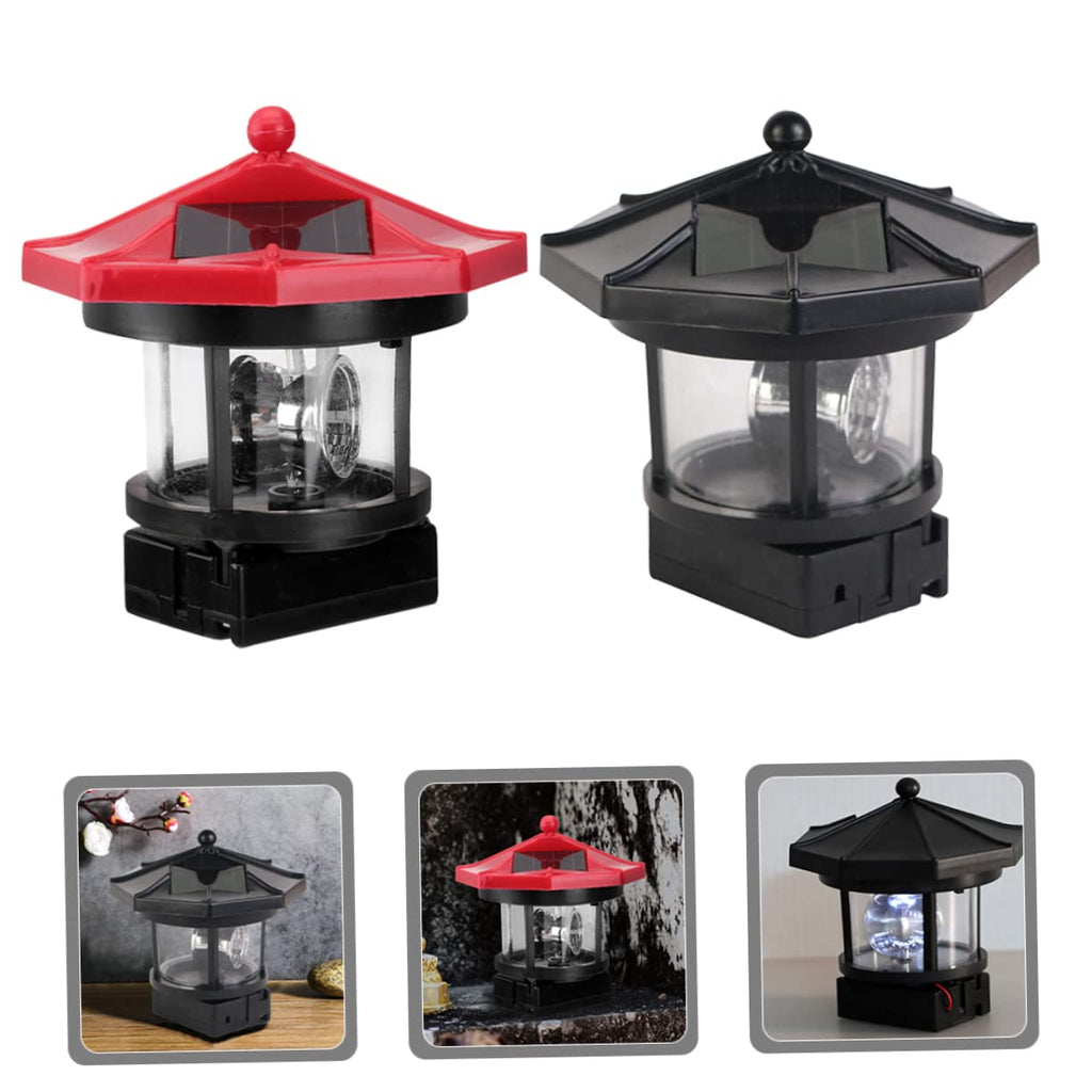 Solar Lighthouse Rotating Lamp Resin Garden Decorative Lights B745