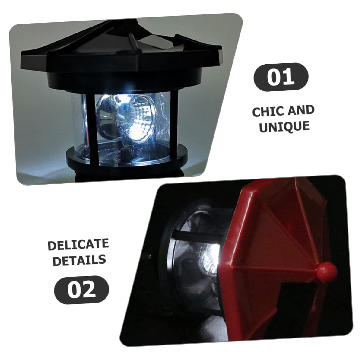 Solar Lighthouse Rotating Lamp Resin Garden Decorative Lights B745