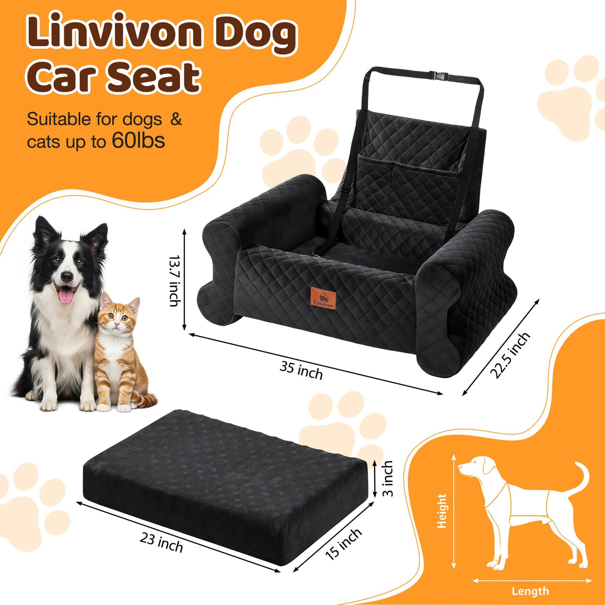Memory Foam Dog Car Seat H91424