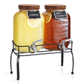 1 Gallon Glass Drink Dispenser with Stand, 2 Pcs N457