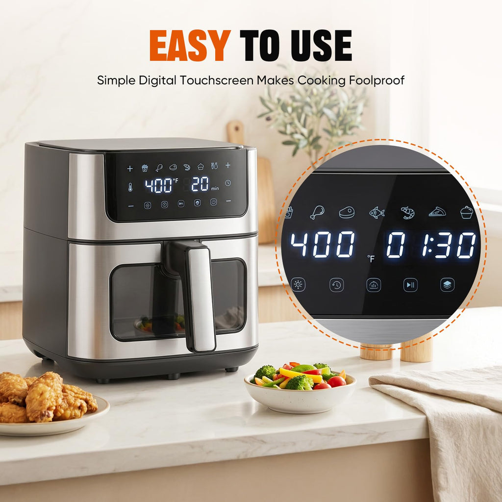 8-in-1 Air Fryer 6 Quarts with Presets and Window X628