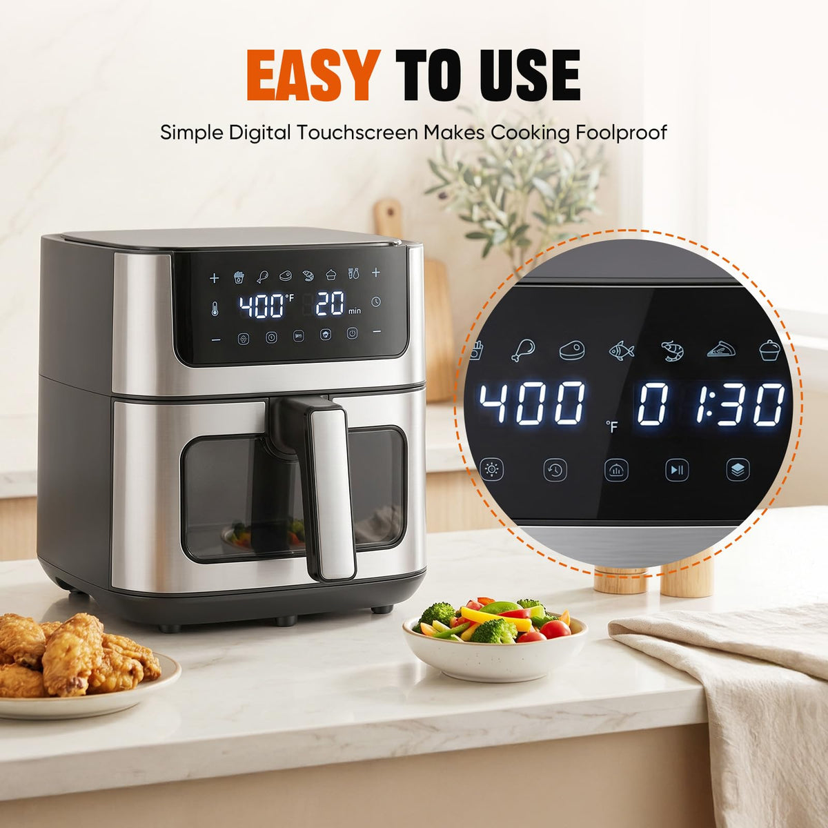 8-in-1 Air Fryer 6 Quarts with Presets and Window X628