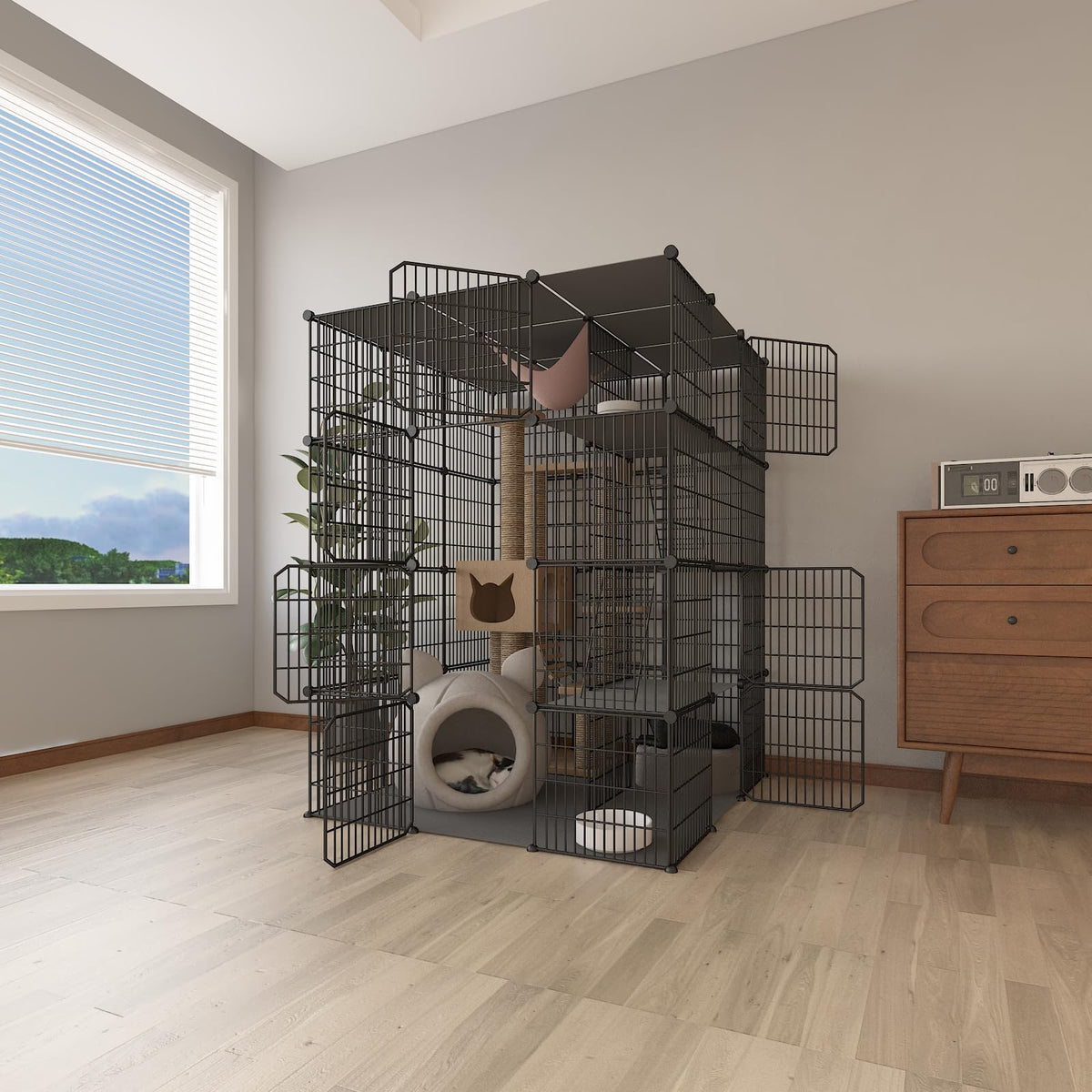 4-Tier Detachable Metal Wire Cat Cage P32968