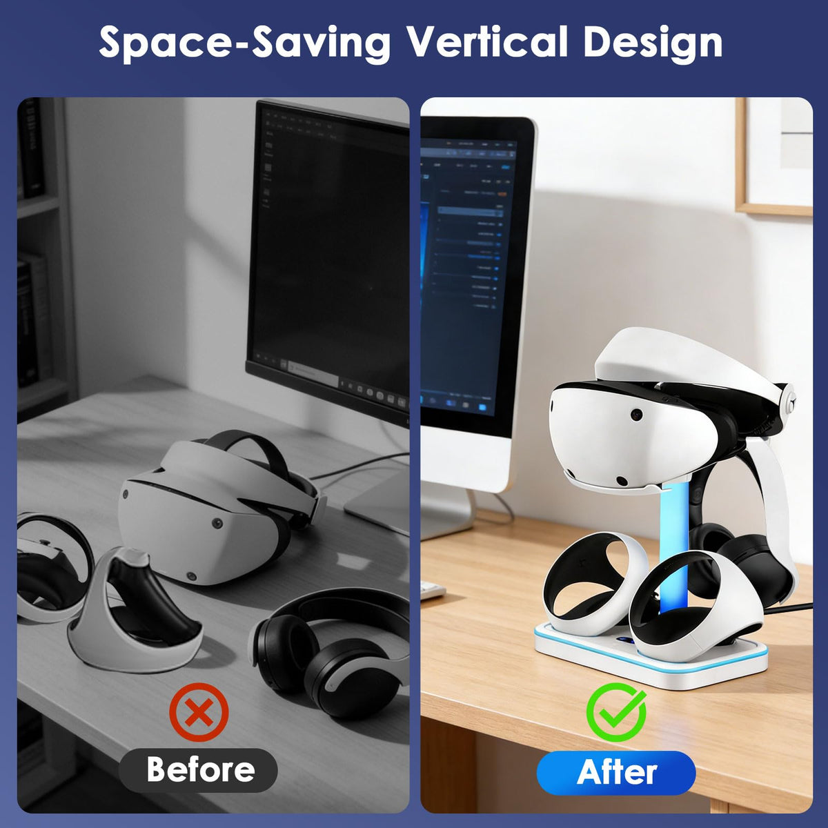 Charging Stand for PlayStation VR2 with Controller Charging Dock and Type-C Cable L72150