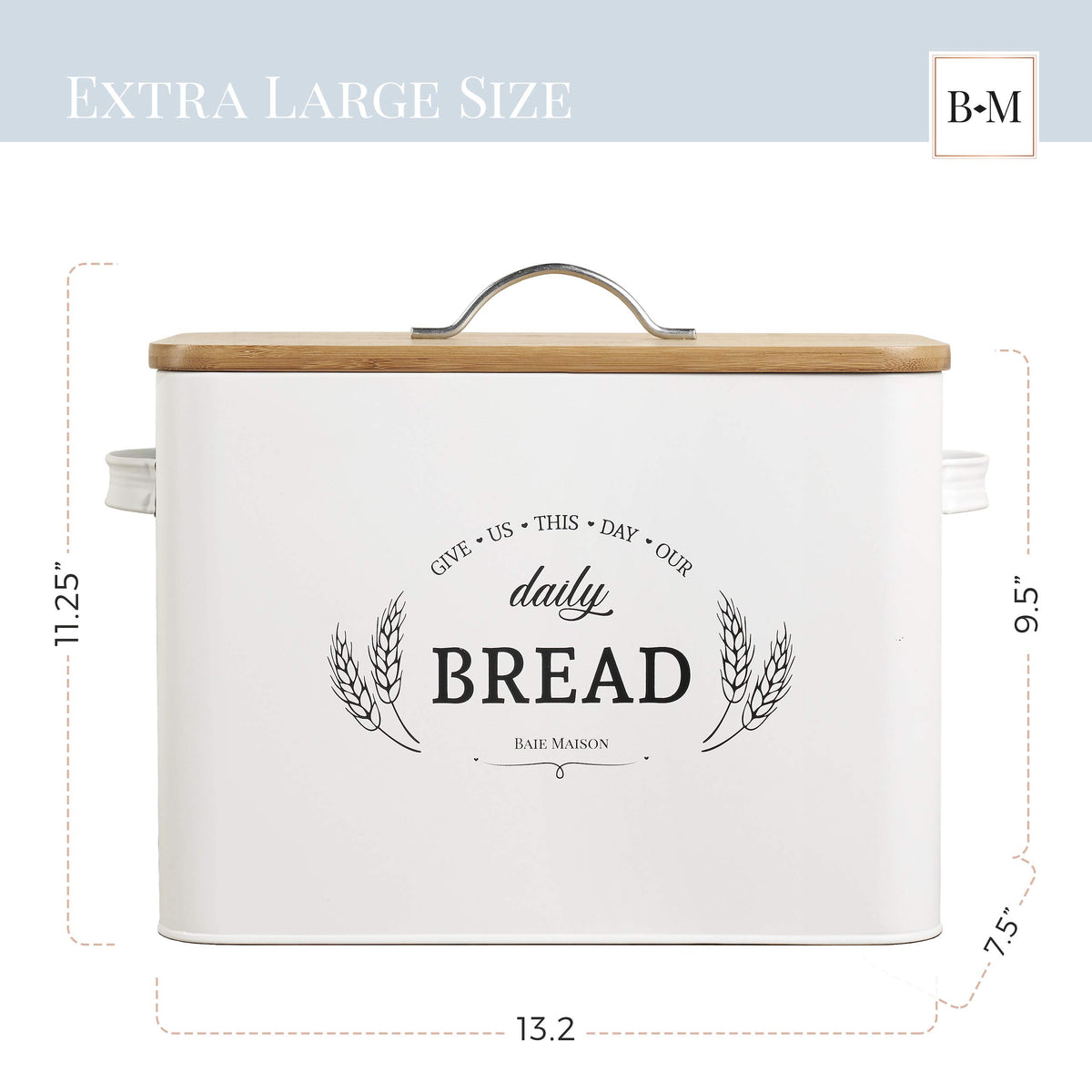 Extra Large White Farmhouse Bread Box with Canisters Set of 3 T5894