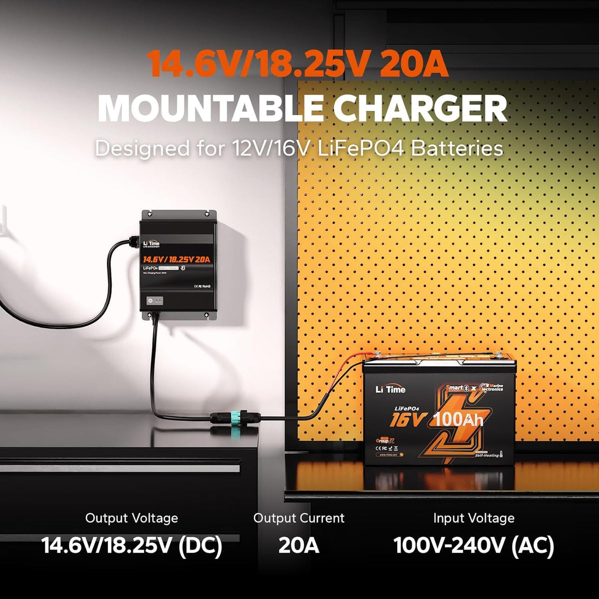 16V 100Ah Lithium Battery with 20A Charger Kit K8221