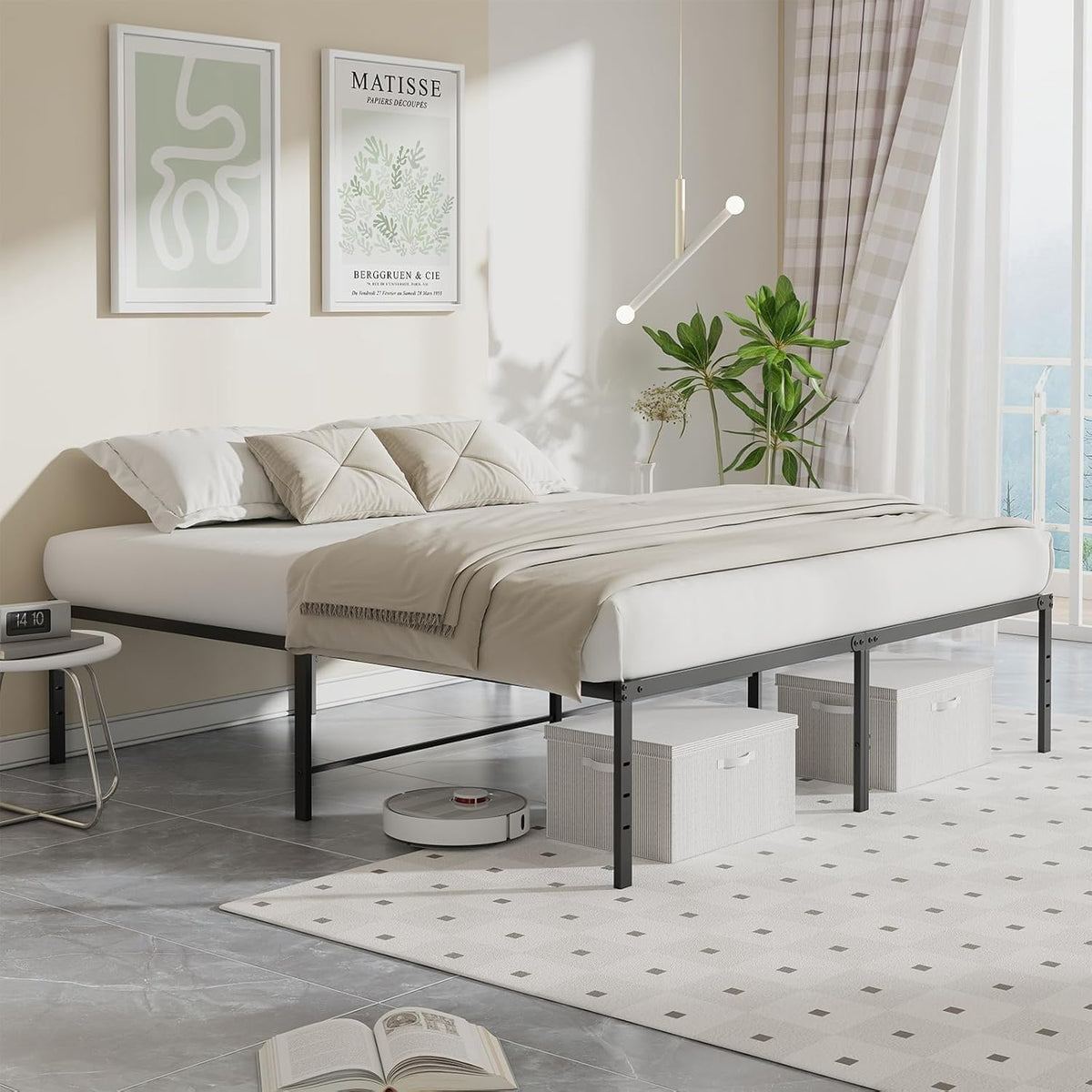 Queen Black Metal Platform Bed Frame B291