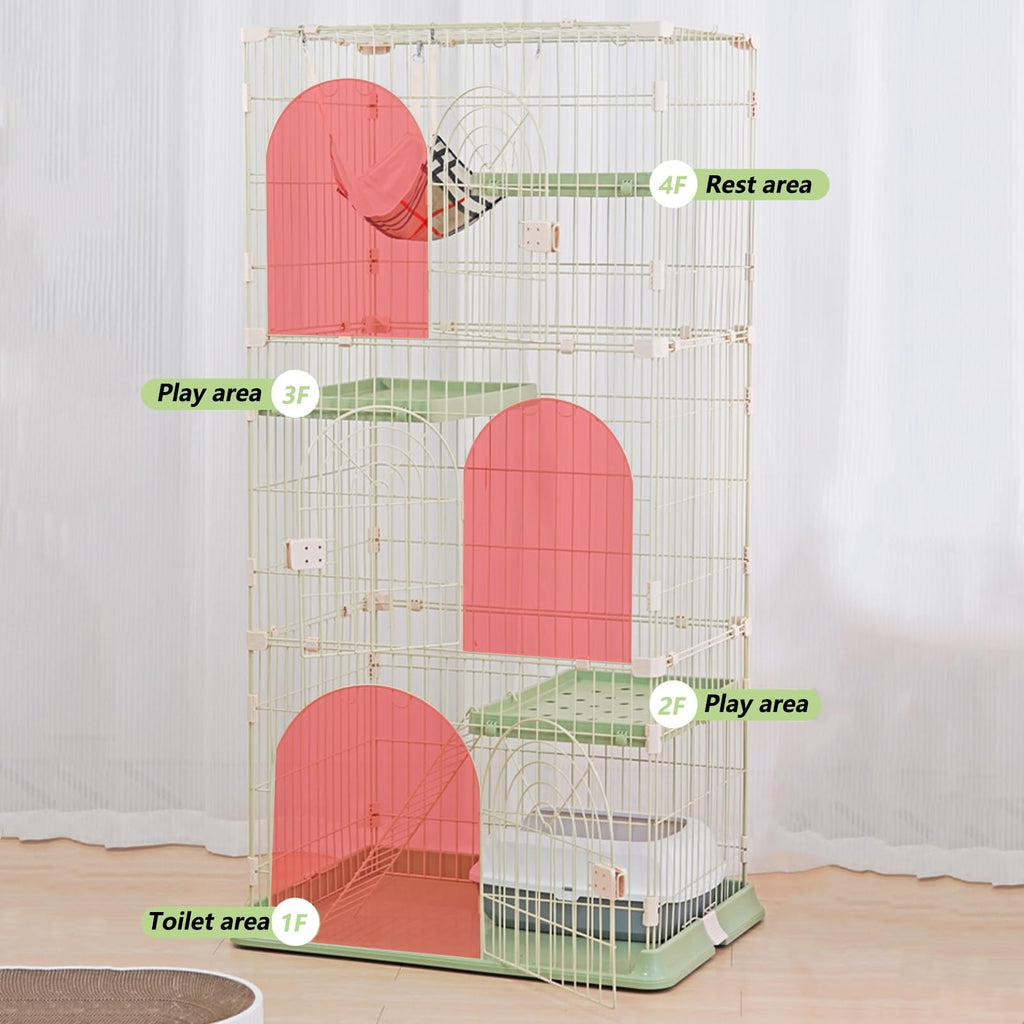3/4-Tier Wire Cat Cage Playpen Kennel with Hammock C683