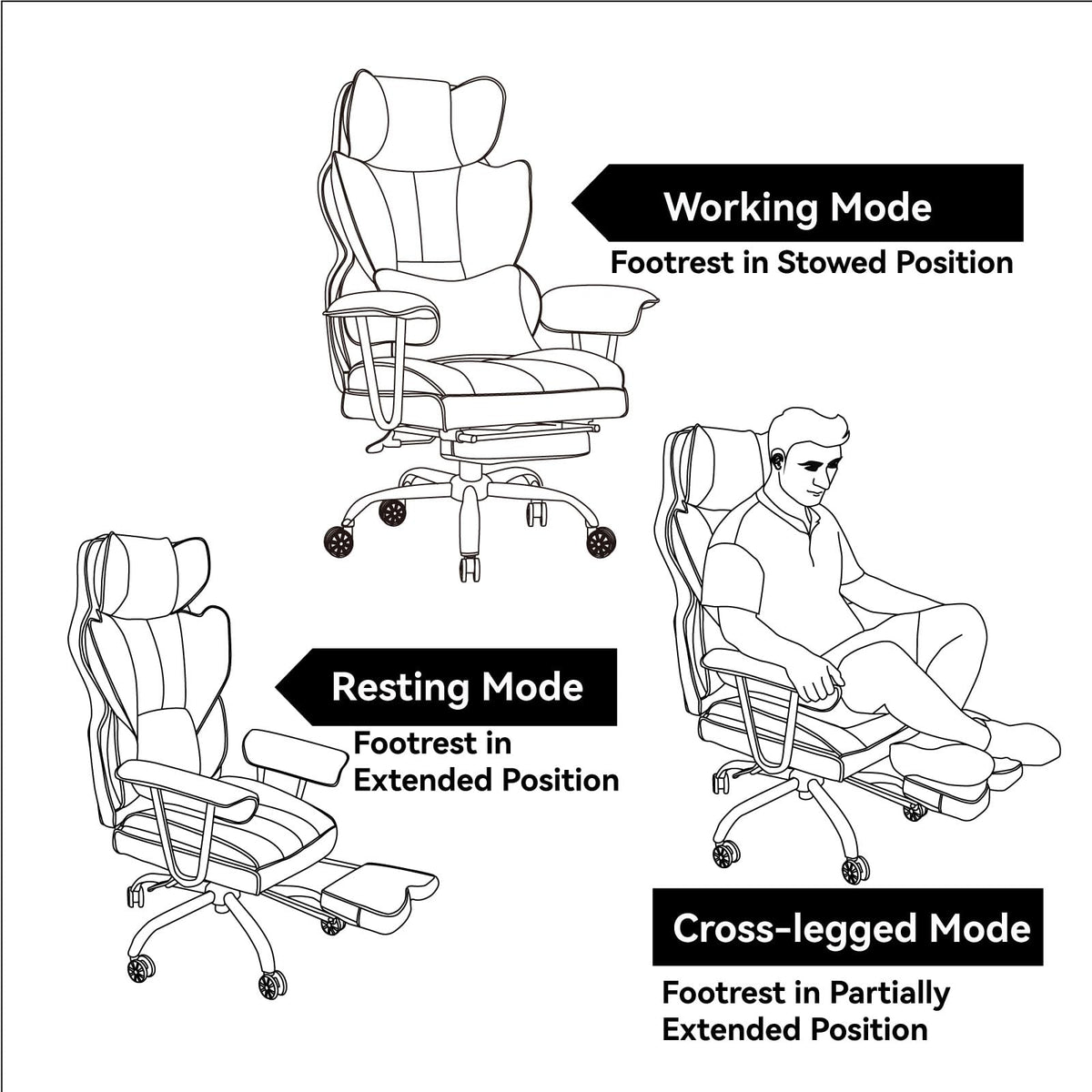Big and Tall Brown PU Leather Office Chair with Lumbar Support Y688769