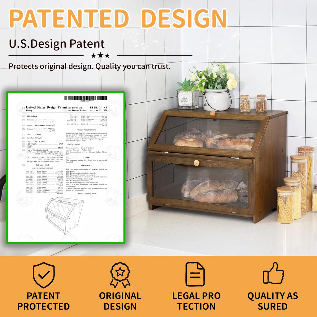 Double Layer Wooden Bread Box T9849
