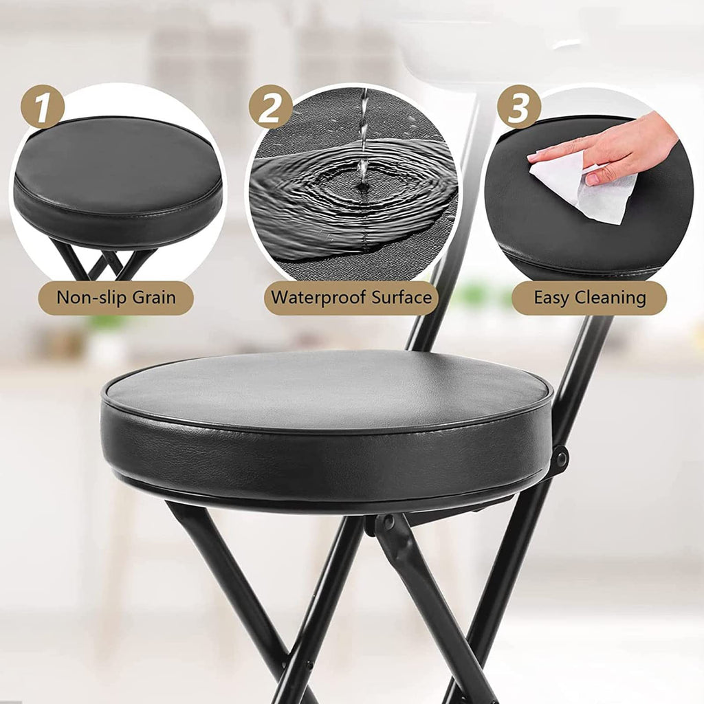 18 Inch Black Folding Stool with Backrest N844