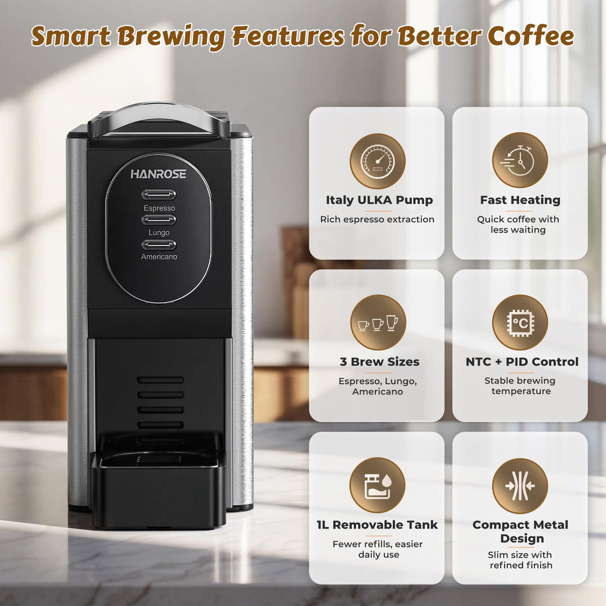 Stainless Steel 20 Bar Espresso Machine N9998