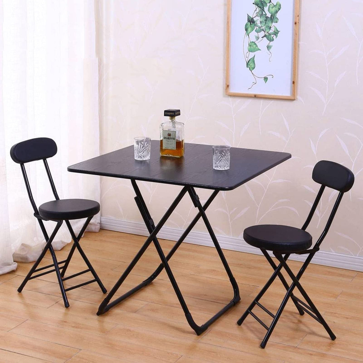18 Inch Black Folding Stool with Backrest N844