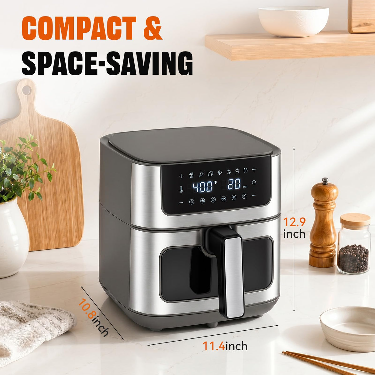 8-in-1 Air Fryer 6 Quarts with Presets and Window X628