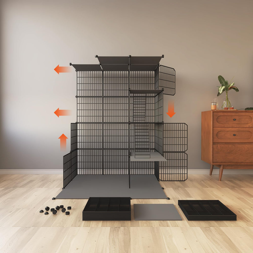 4-Tier Detachable Metal Wire Cat Cage P32968